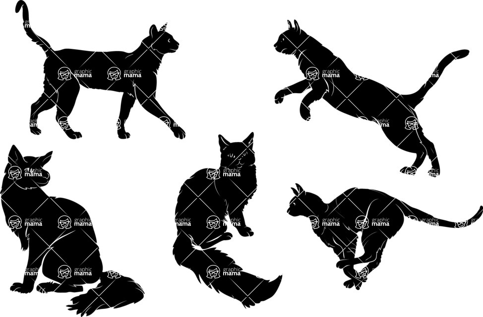 Vector silhouettes - Cat Vector Silhouettes Set